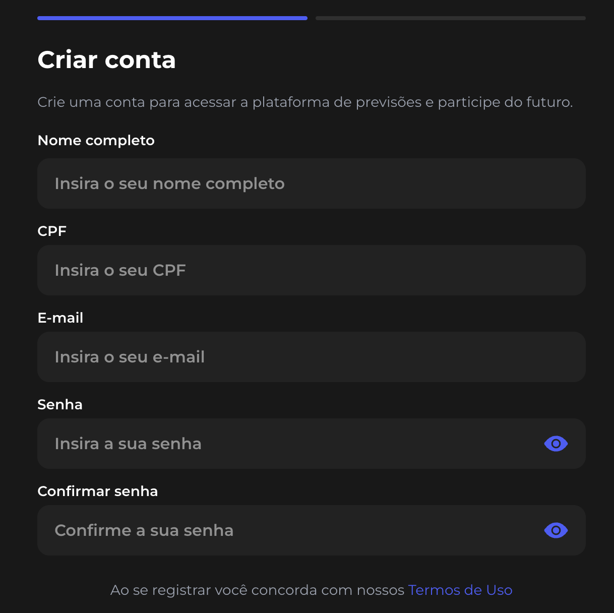 Cadastro Palpity.io